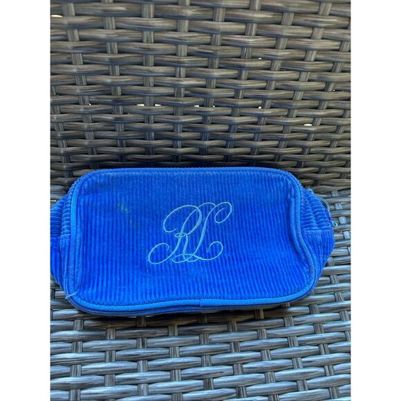 Ralph Lauren zipper 8" cosmetic bag corduroy blue - Picture 1 of 5